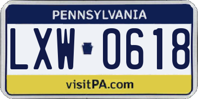 PA license plate LXW0618