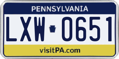 PA license plate LXW0651