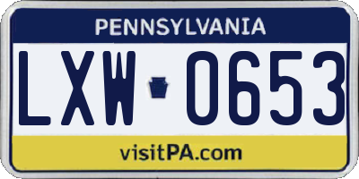 PA license plate LXW0653