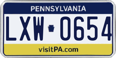 PA license plate LXW0654