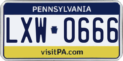 PA license plate LXW0666