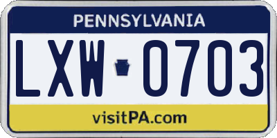 PA license plate LXW0703