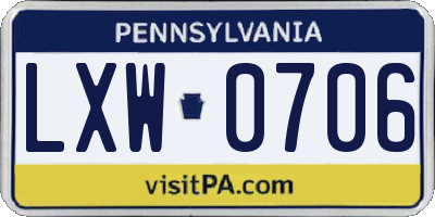 PA license plate LXW0706
