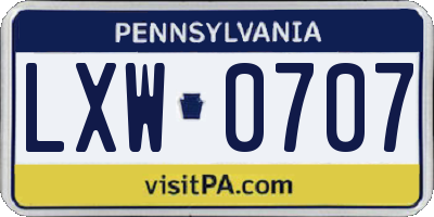 PA license plate LXW0707