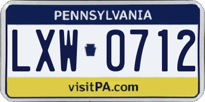 PA license plate LXW0712