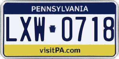 PA license plate LXW0718