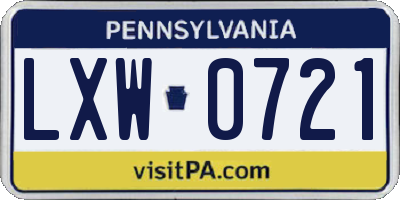 PA license plate LXW0721