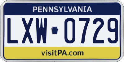 PA license plate LXW0729