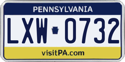 PA license plate LXW0732