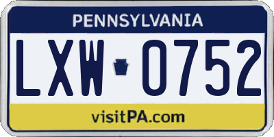 PA license plate LXW0752