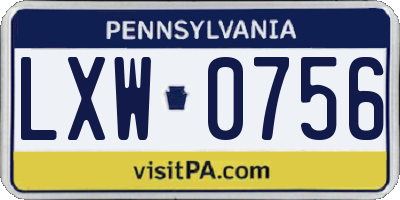 PA license plate LXW0756
