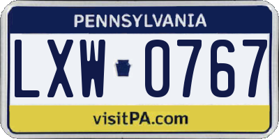 PA license plate LXW0767