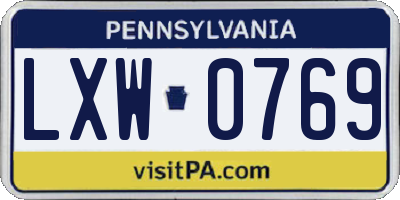 PA license plate LXW0769
