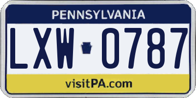 PA license plate LXW0787