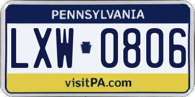 PA license plate LXW0806