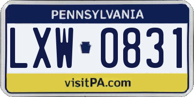 PA license plate LXW0831