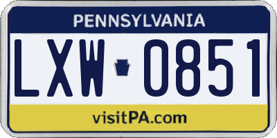 PA license plate LXW0851