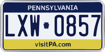 PA license plate LXW0857