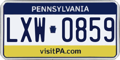 PA license plate LXW0859