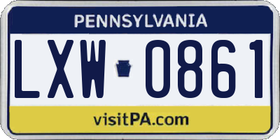 PA license plate LXW0861