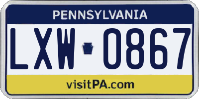 PA license plate LXW0867