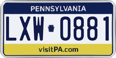 PA license plate LXW0881