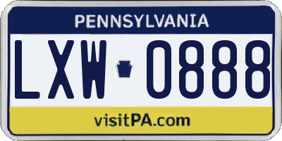 PA license plate LXW0888
