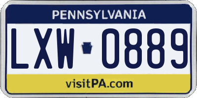 PA license plate LXW0889