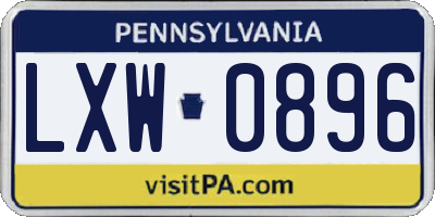 PA license plate LXW0896