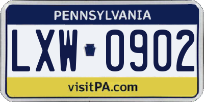 PA license plate LXW0902