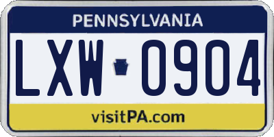 PA license plate LXW0904