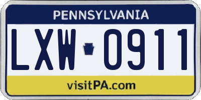 PA license plate LXW0911