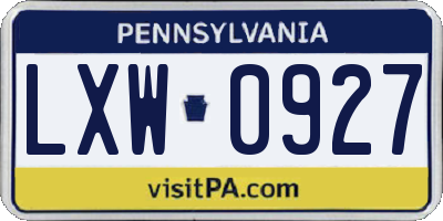 PA license plate LXW0927