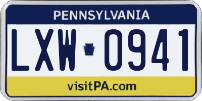 PA license plate LXW0941