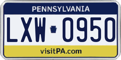 PA license plate LXW0950