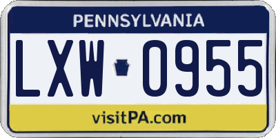 PA license plate LXW0955
