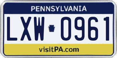 PA license plate LXW0961