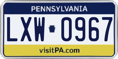 PA license plate LXW0967