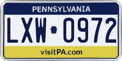 PA license plate LXW0972