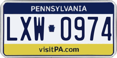 PA license plate LXW0974