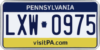 PA license plate LXW0975