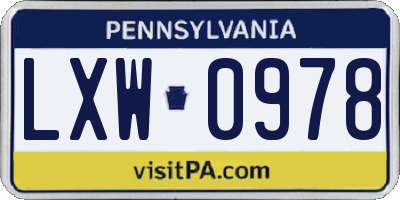 PA license plate LXW0978