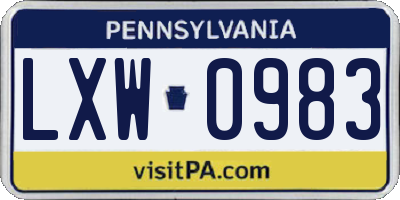 PA license plate LXW0983