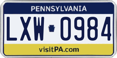PA license plate LXW0984