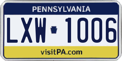 PA license plate LXW1006