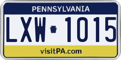 PA license plate LXW1015
