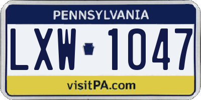 PA license plate LXW1047