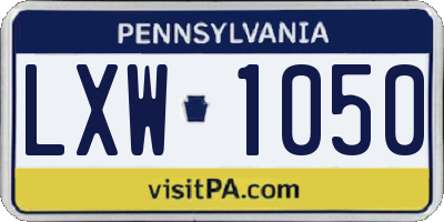 PA license plate LXW1050