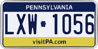 PA license plate LXW1056