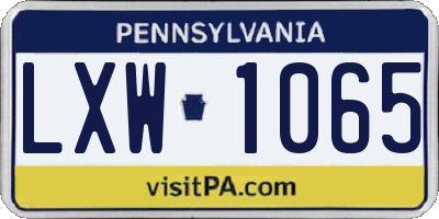 PA license plate LXW1065